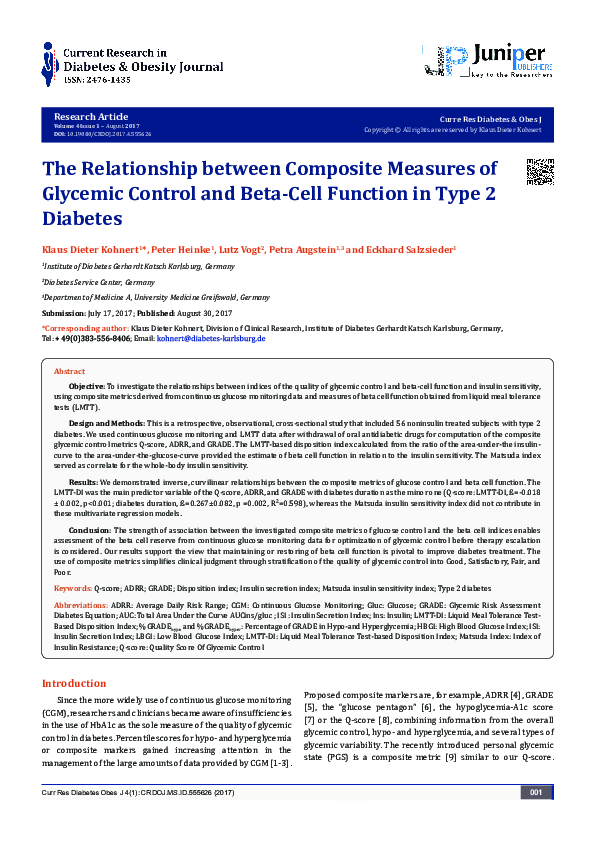 (PDF) The Relationship between Composite Measures of Glycemic Control ...