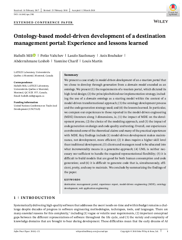 (PDF) Ontology-based model-driven development of a destination ...