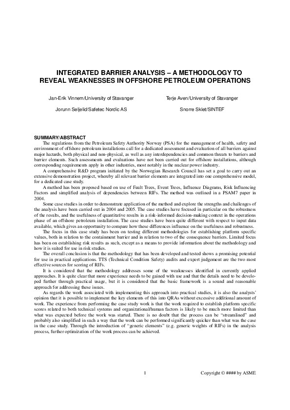 (PDF) Integrated Barrier Analysis — A Methodology to Reveal Weaknesses ...