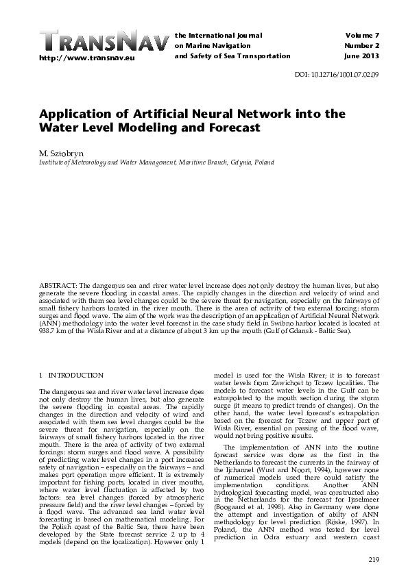 (PDF) Application of Artificial Neural Network into the Water Level ...