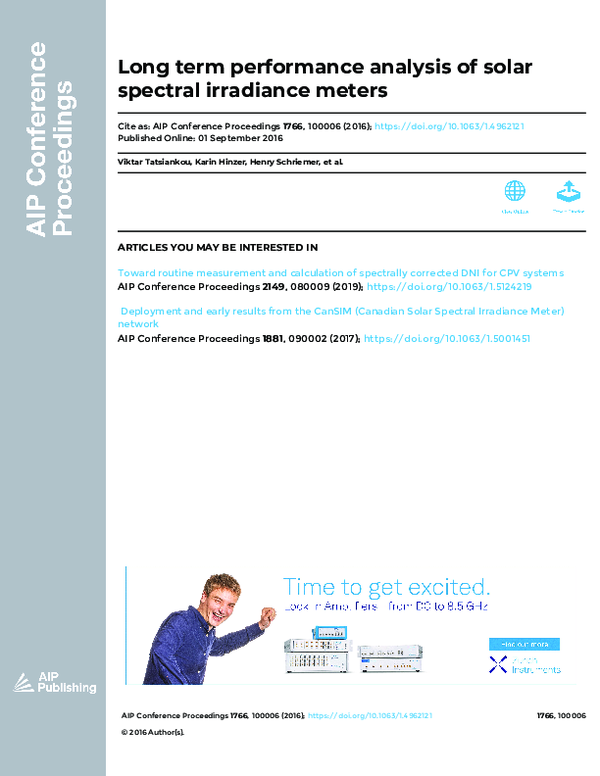 (PDF) Long term performance analysis of solar spectral irradiance meters