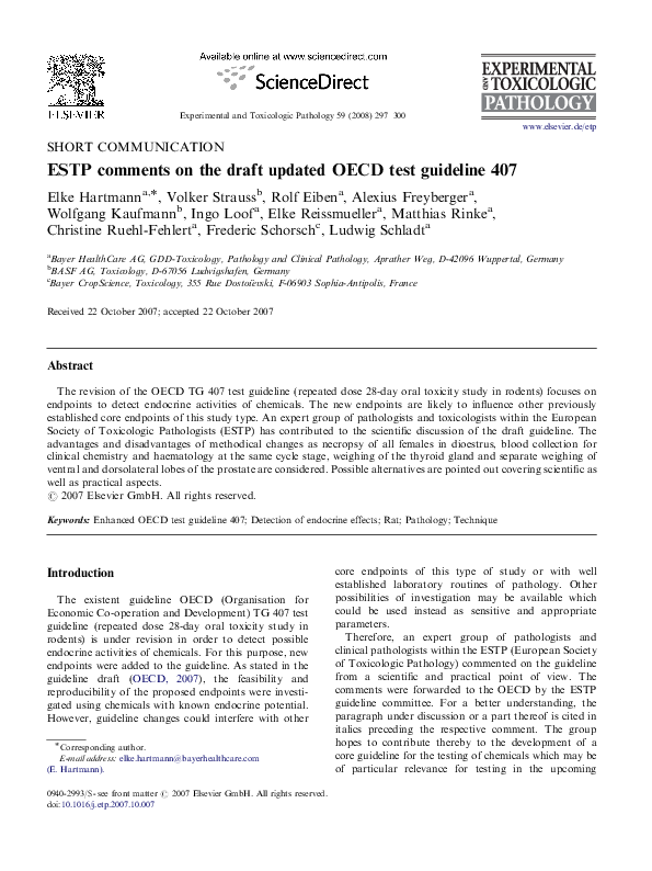 (PDF) ESTP comments on the draft updated OECD test guideline 407