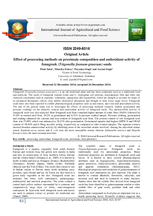 (PDF) Effect of processing methods on proximate composition and ...