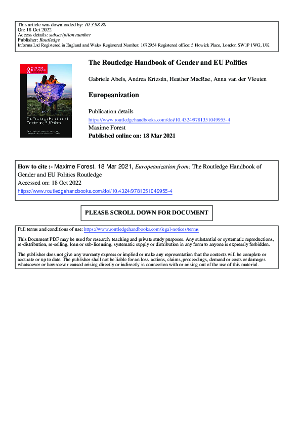 (PDF) The Routledge Handbook of Gender and EU Politics