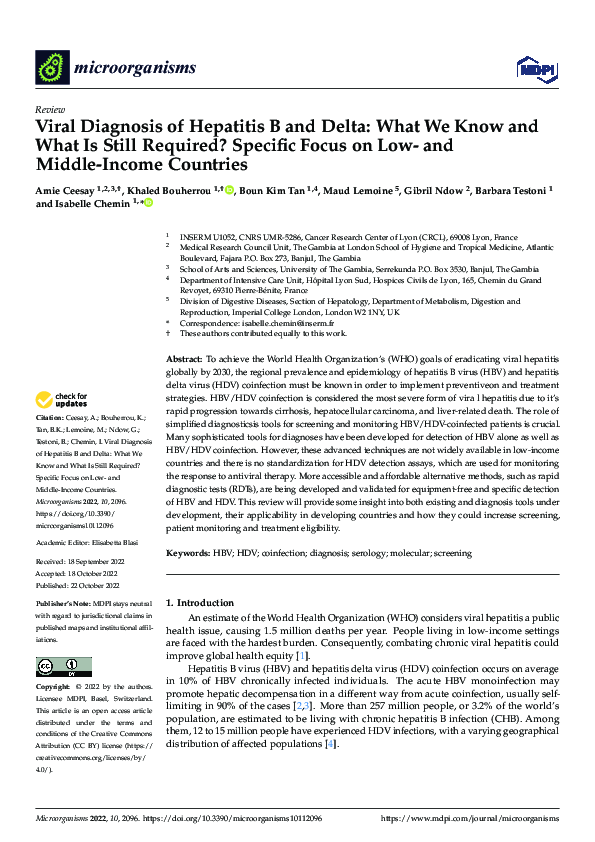 (PDF) Viral Diagnosis of Hepatitis B and Delta: What We Know and What ...