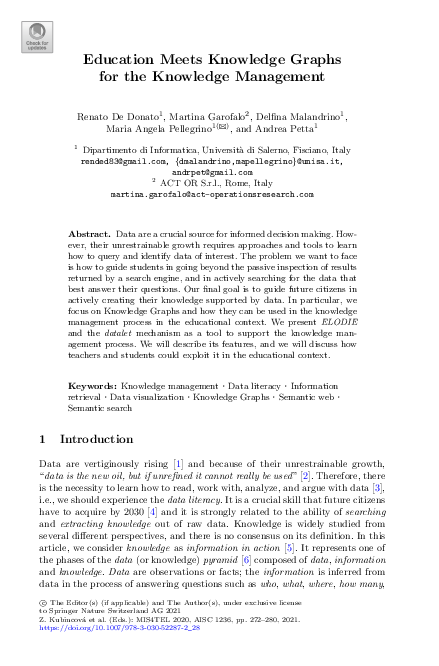 (PDF) Education Meets Knowledge Graphs for the Knowledge Management