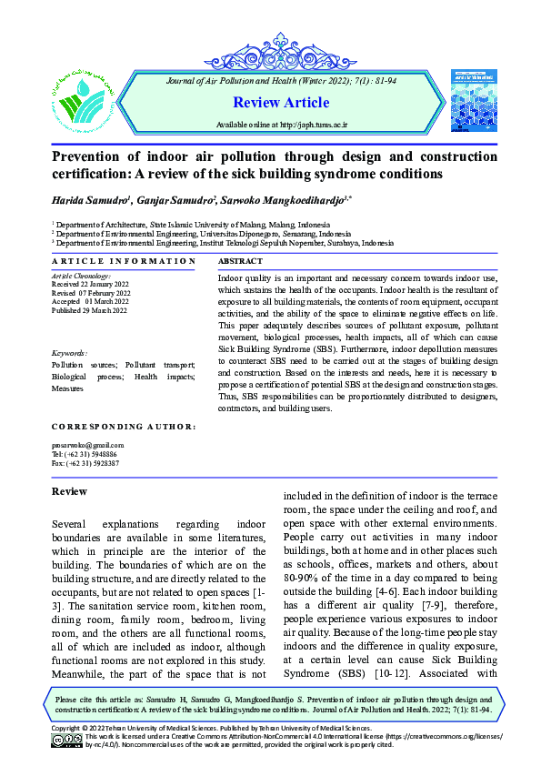Apartment Renovation Pollution Prevention Certifications Reference: Pdf Prevention Of Indoor Air Pollution Through Design And