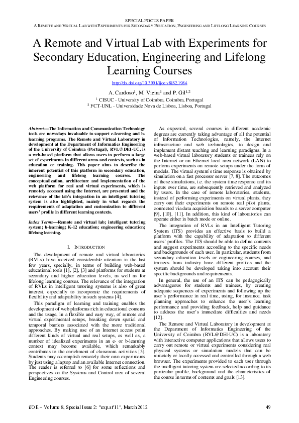 (PDF) A Remote and Virtual Lab with Experiments for Secondary Education ...