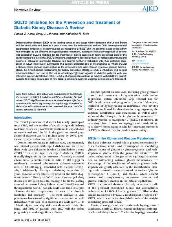 (PDF) SGLT2 Inhibition for the Prevention and Treatment of Diabetic ...