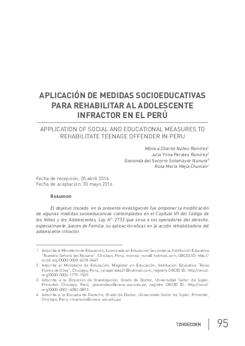 (PDF) Aplicación De Medidas Socioeducativas Para Rehabilitar Al ...