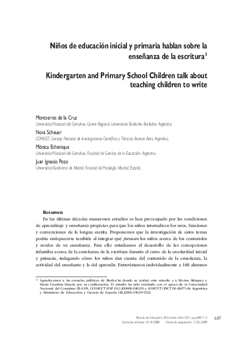 (PDF) Kindergarten and Primary School children talk about teaching ...