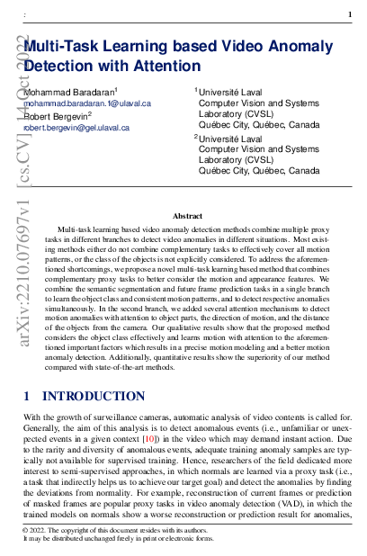 (PDF) Multi-Task Learning based Video Anomaly Detection with Attention