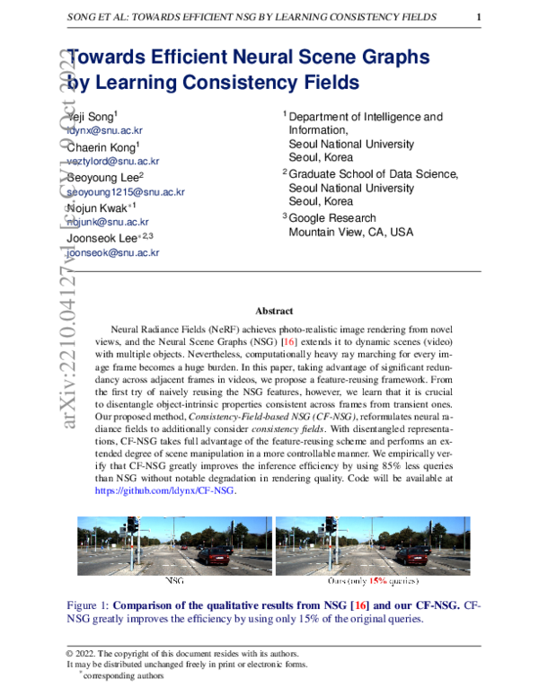 (PDF) Towards Efficient Neural Scene Graphs by Learning Consistency Fields