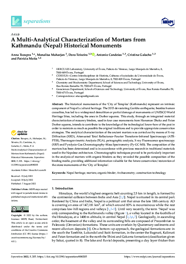 (PDF) A Multi-Analytical Characterization of Mortars from Kathmandu ...