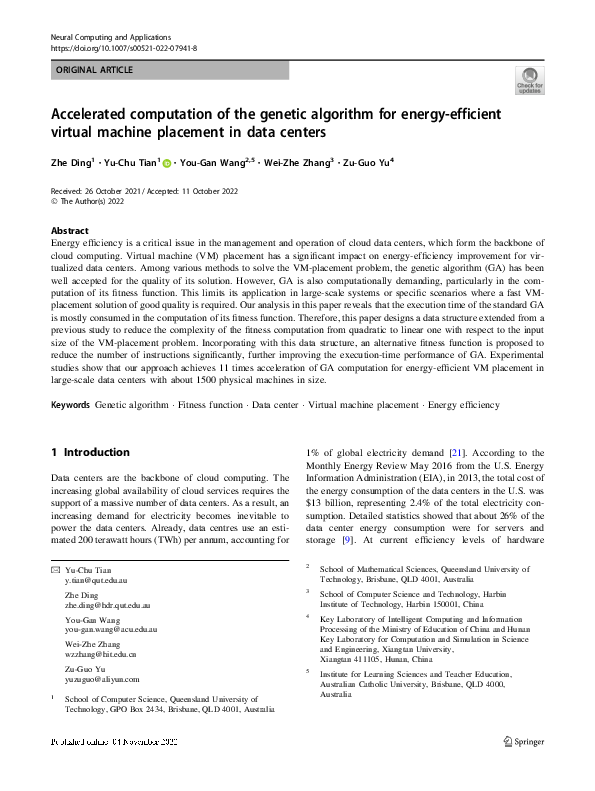 (PDF) Accelerated computation of the genetic algorithm for energy ...
