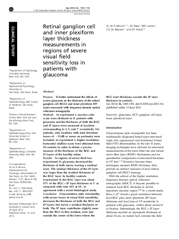 (PDF) Retinal ganglion cell and inner plexiform layer thickness ...
