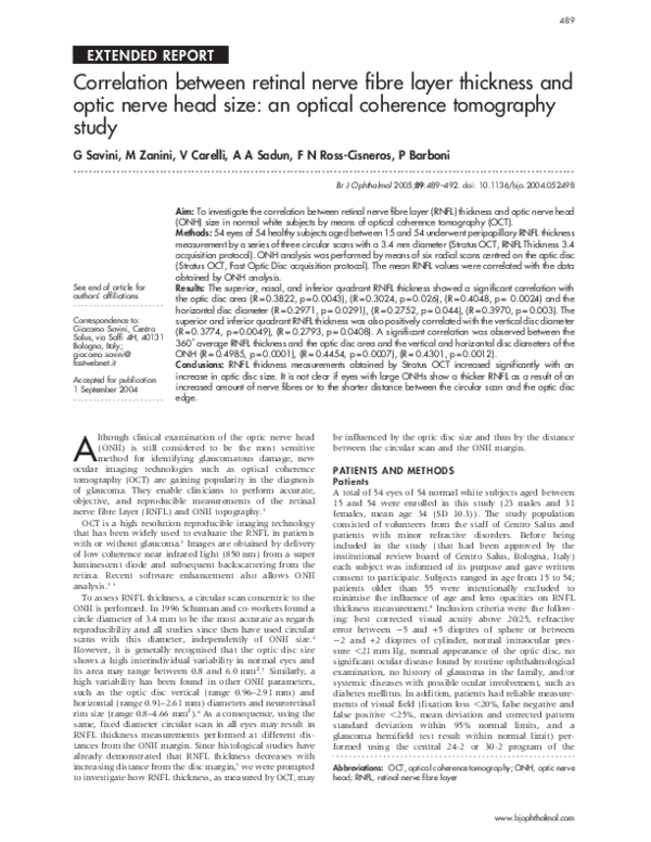 (PDF) Correlation between retinal nerve fibre layer thickness and ...