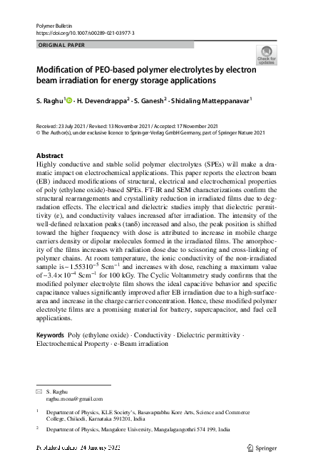 (PDF) Modification of PEO-based polymer electrolytes by electron beam ...