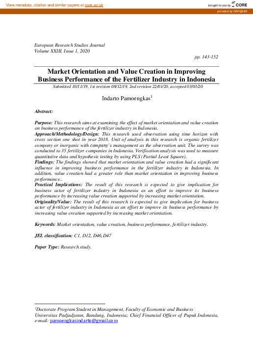 (PDF) Market Orientation and Value Creation in Improving Business ...