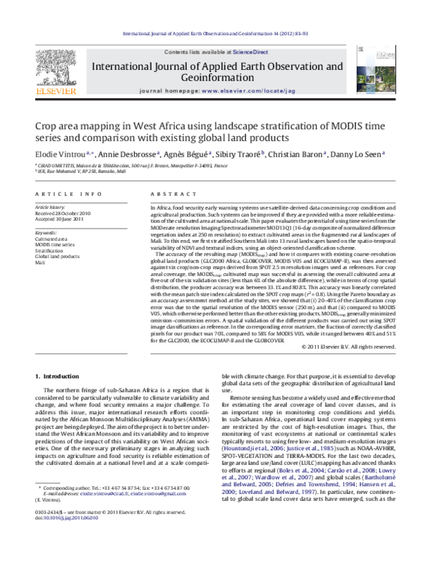 (PDF) Crop area mapping in West Africa using landscape stratification ...