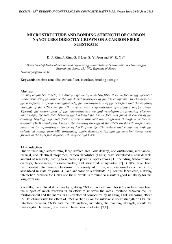 (PDF) Microstructure and Bonding Strength of Carbon Nanotubes Directly ...
