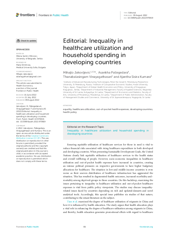(PDF) Editorial: Inequality in healthcare utilization and household ...