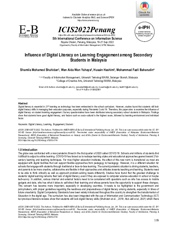(PDF) Influence of Digital Literacy on Learning Engagement among ...