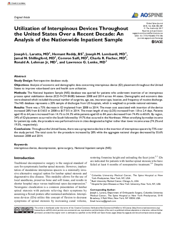 (PDF) Utilization of Interspinous Devices Throughout the United States ...