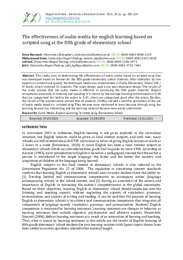 (PDF) The effectiveness of audio media for english learning based on ...