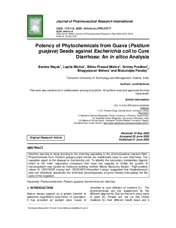 (PDF) Potency of Phytochemicals from Guava (Psidium guajava) Seeds ...
