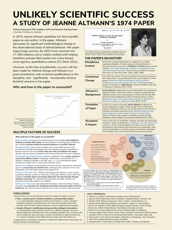 (PDF) Unlikely Scientific Success: A Study of Jeanne Altmann's 1974 ...