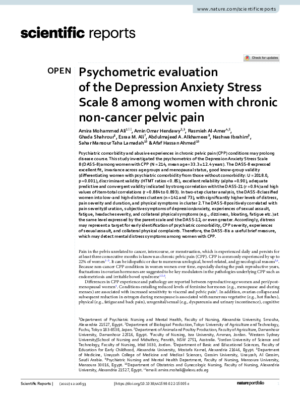 (PDF) Psychometric evaluation of the Depression Anxiety Stress Scale 8 ...