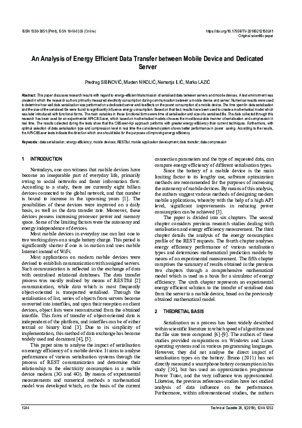 (PDF) An Analysis of Energy Efficient Data Transfer between Mobile ...