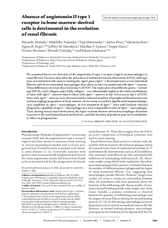 (PDF) Absence of angiotensin II type 1 receptor in bone marrow–derived ...