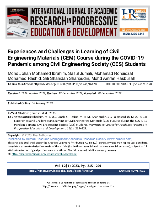 (PDF) Experiences and Challenges in Learning of Civil Engineering ...