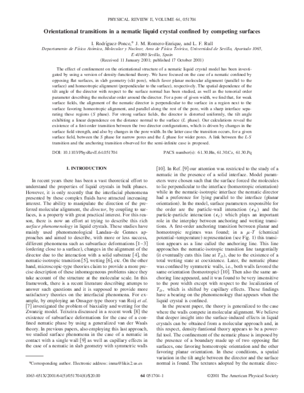 (PDF) Orientational Transitions in Nematic Liquid Crystals on ...