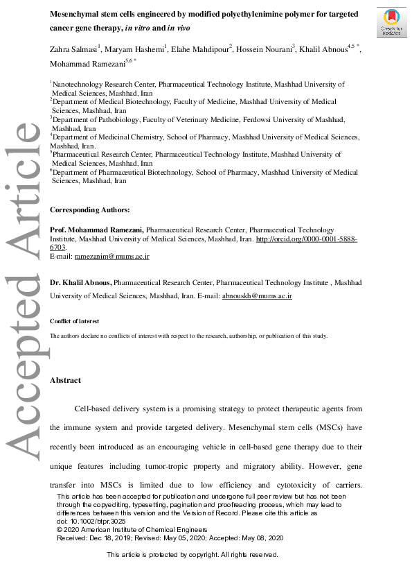 (PDF) Mesenchymal stem cells engineered by modified polyethylenimine ...