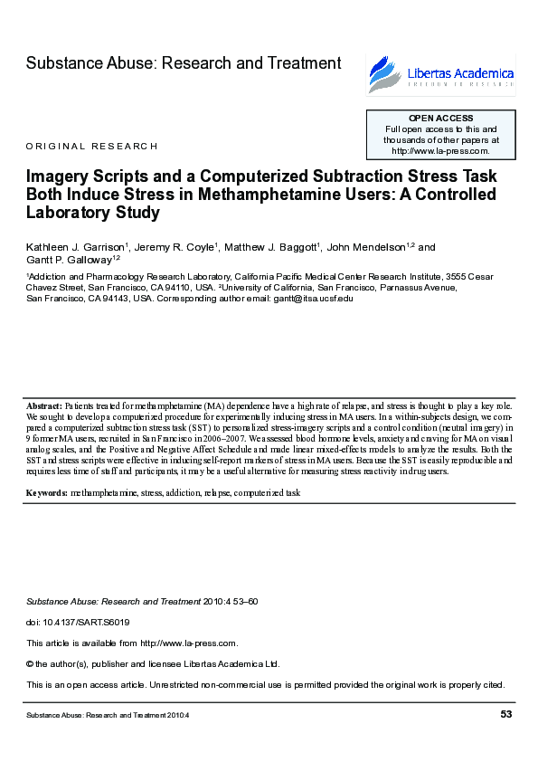 (PDF) Imagery Scripts and a Computerized Subtraction Stress Task Both ...