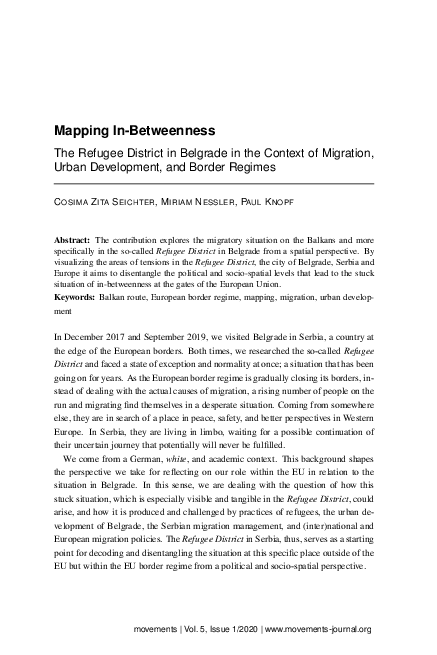 (PDF) Mapping In-Betweenness. The Refugee District in Belgrade in the ...