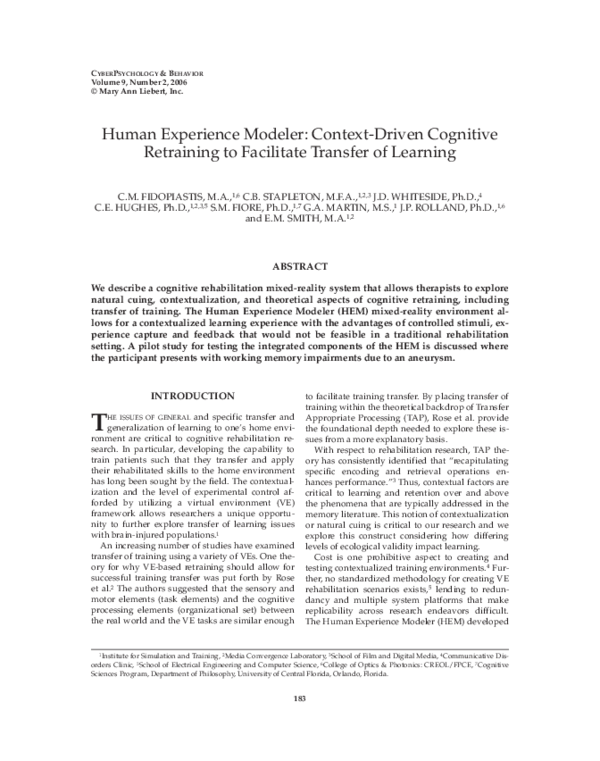 (PDF) Human Experience Modeler: Context-Driven Cognitive Retraining to ...