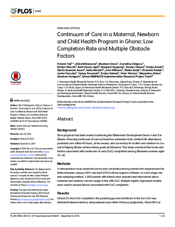 (PDF) Continuum of Care in a Maternal, Newborn and Child Health Program ...