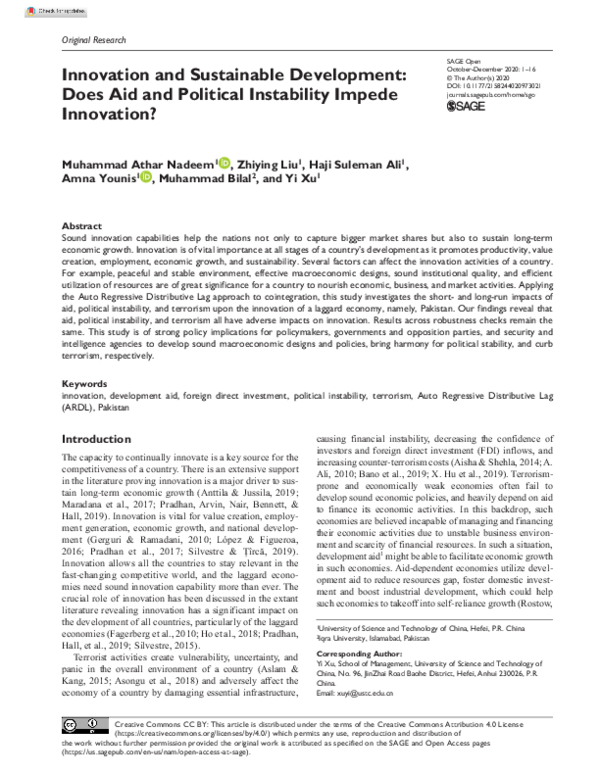 (PDF) Innovation and Sustainable Development: Does Aid and Political ...