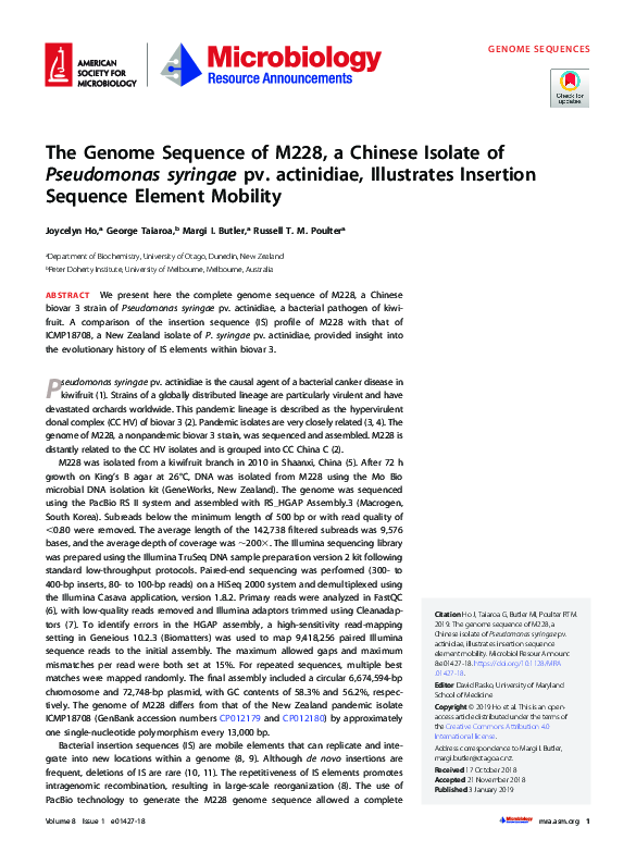 (PDF) The Genome Sequence of M228, a Chinese Isolate of Pseudomonas ...