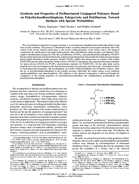 (PDF) Synthesis and Properties of Perfluorinated Conjugated Polymers ...