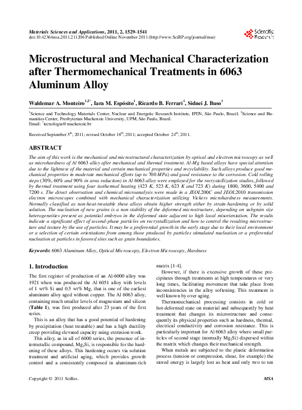 (PDF) Microstructural and Mechanical Characterization after ...