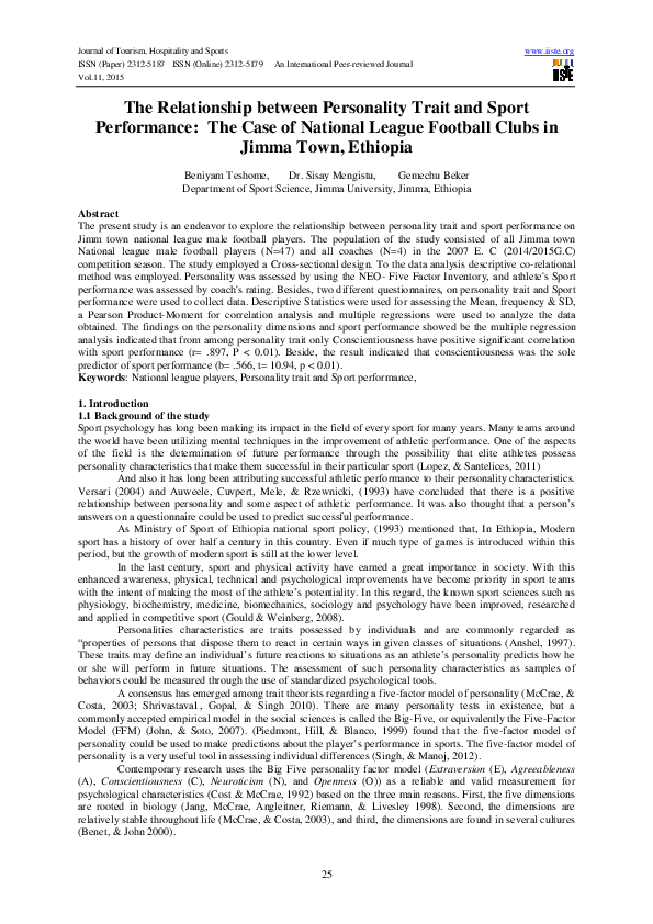 (PDF) The Relationship between Personality Trait and Sport Performance ...