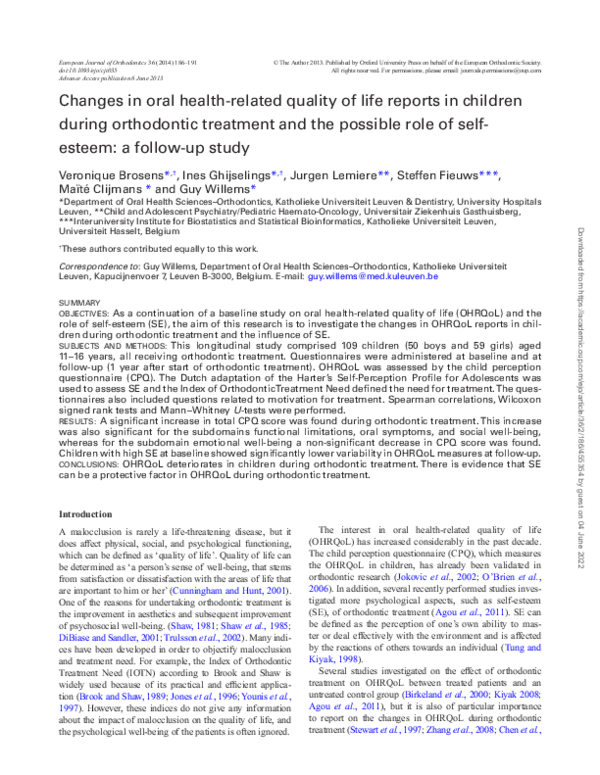 (PDF) Changes in oral health-related quality of life reports in ...