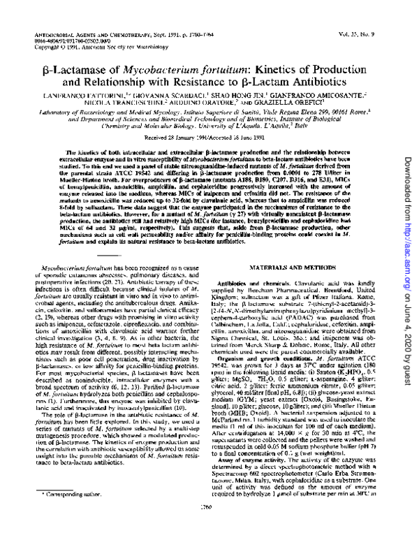 (PDF) Beta-lactamase of Mycobacterium fortuitum: kinetics of production ...