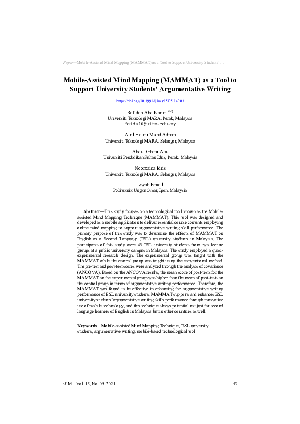 (PDF) Mobile-Assisted Mind Mapping (MAMMAT) as a Tool to Support ...