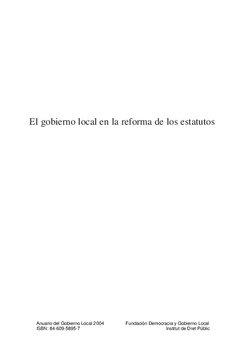 (PDF) El gobierno local en la reforma de los estatutos: Estatutos de ...